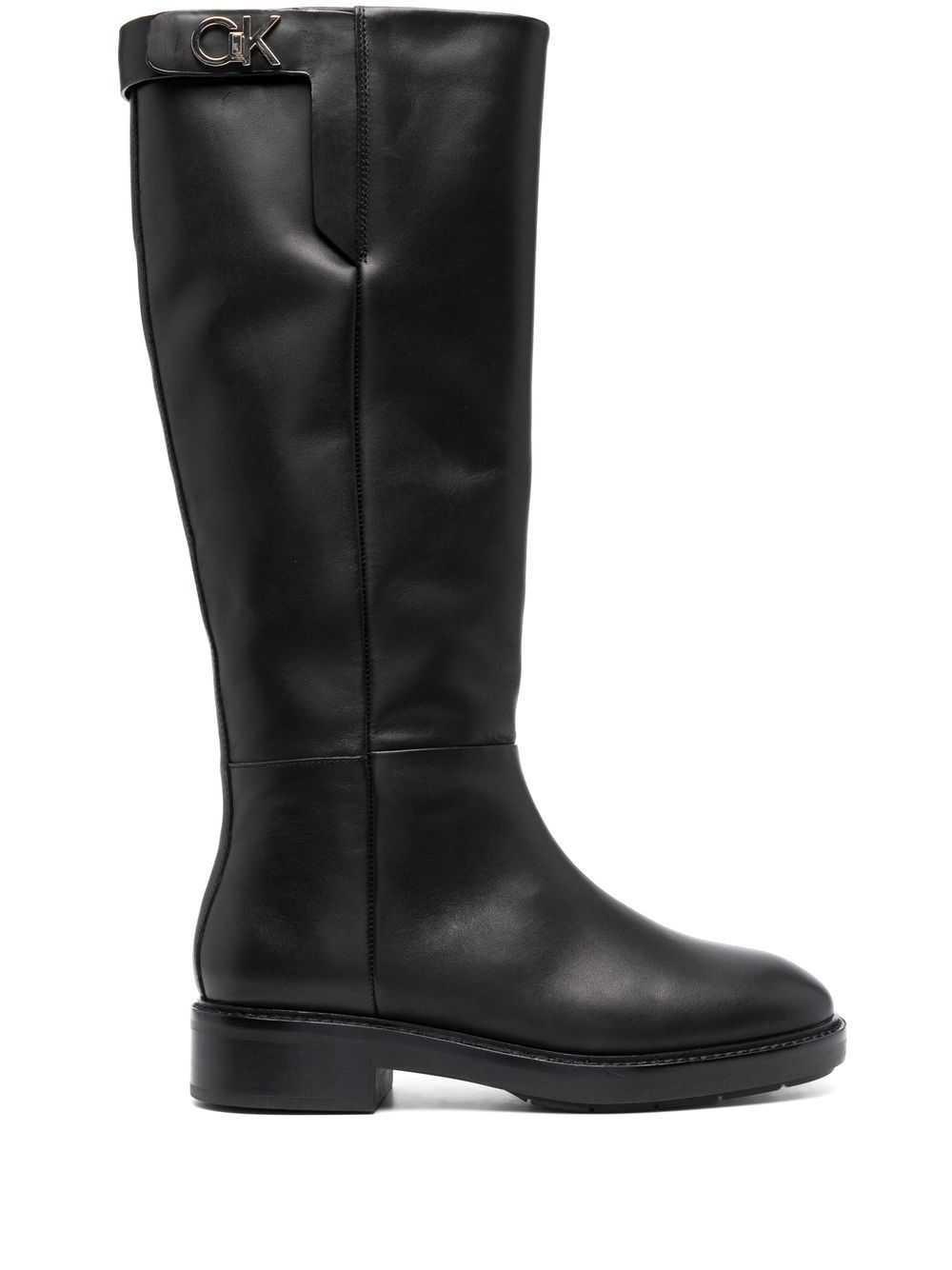 Calvin Klein logo-plaque knee-high boots - Black von Calvin Klein