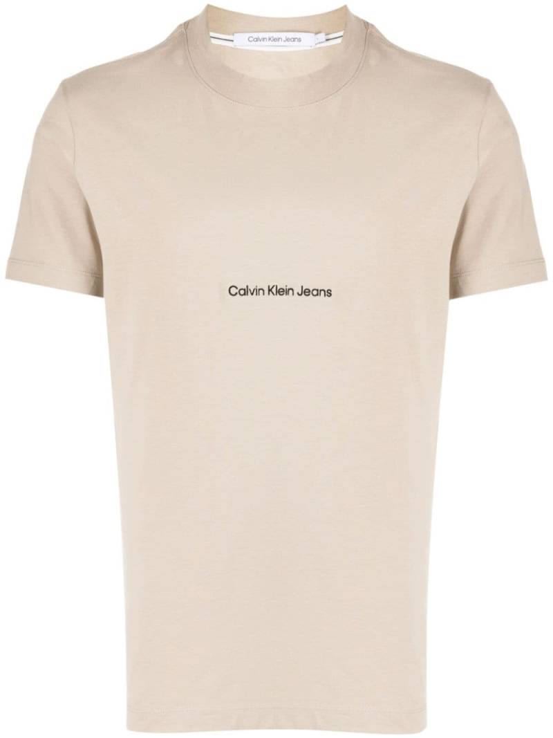 Calvin Klein logo-print cotton T-shirt - Neutrals von Calvin Klein