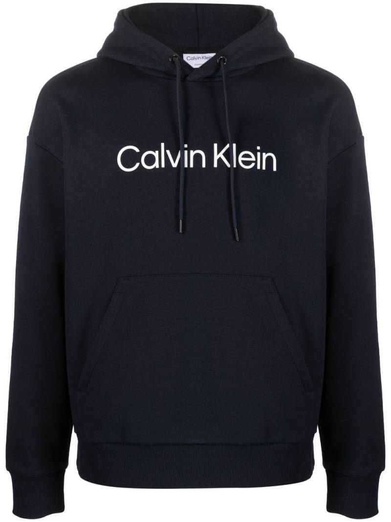 Calvin Klein logo-print cotton hoodie - Blue von Calvin Klein