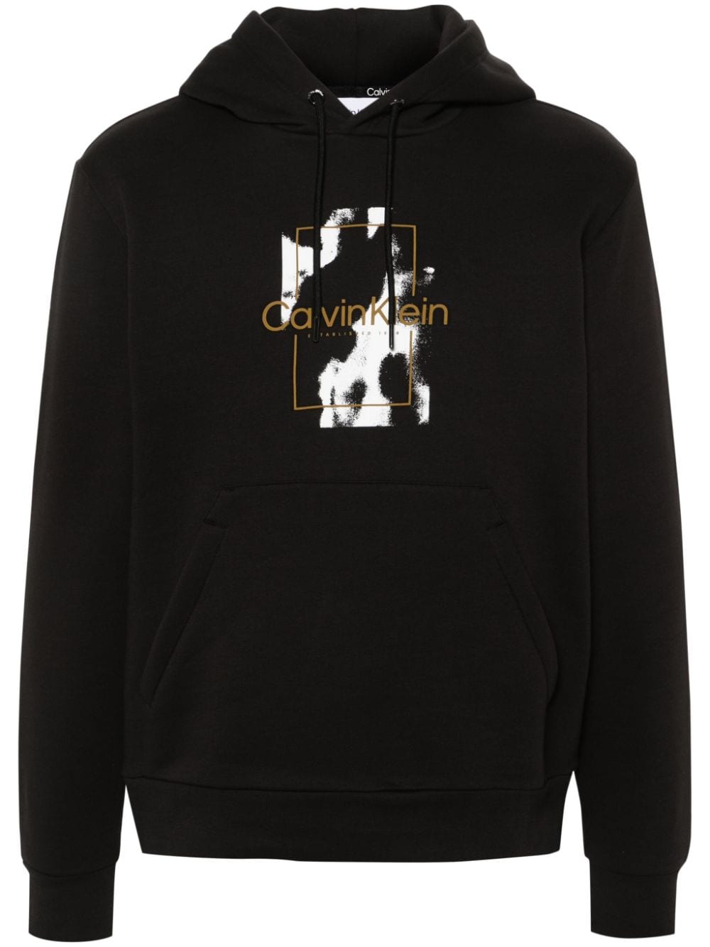 Calvin Klein logo-print drawstring hoodie - Black von Calvin Klein