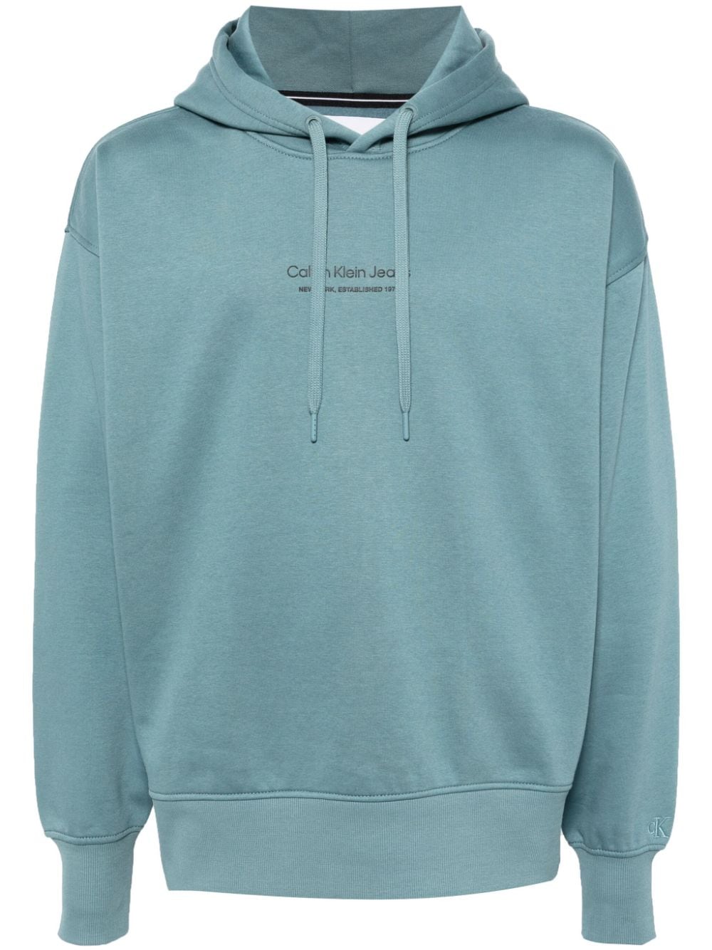 Calvin Klein logo-print drawstring hoodie - Blue von Calvin Klein