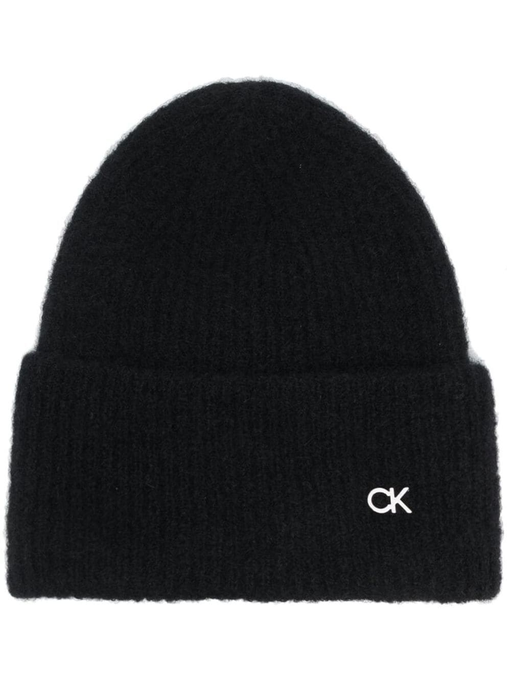 Calvin Klein logo-print knitted beanie - Black von Calvin Klein