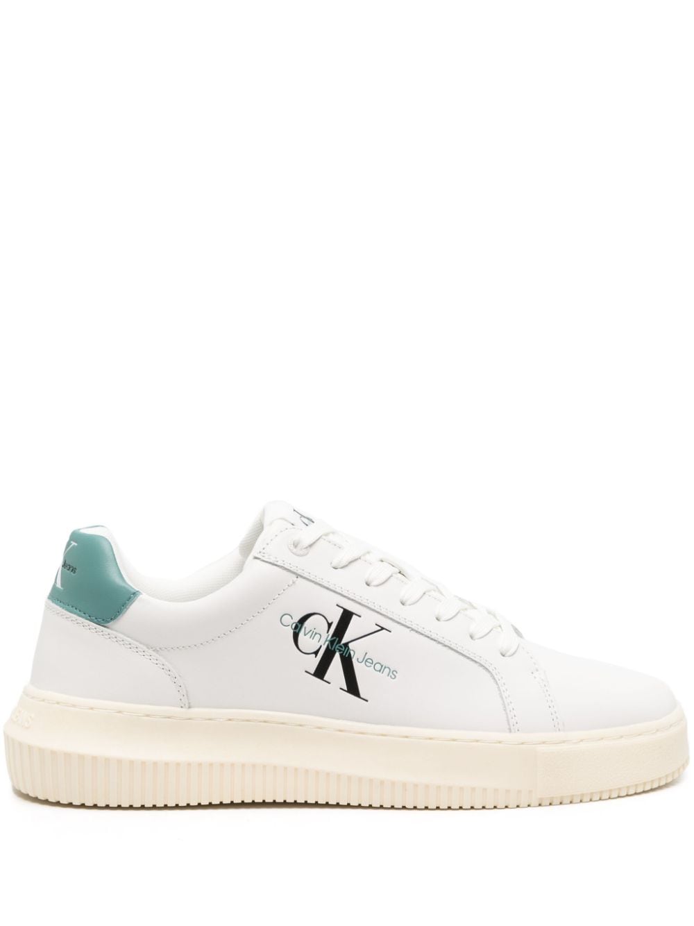 Calvin Klein logo-print leather sneakers - White von Calvin Klein