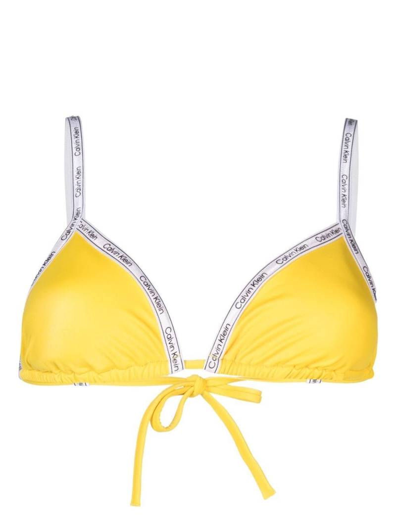 Calvin Klein logo-print strap bikini top - Yellow von Calvin Klein