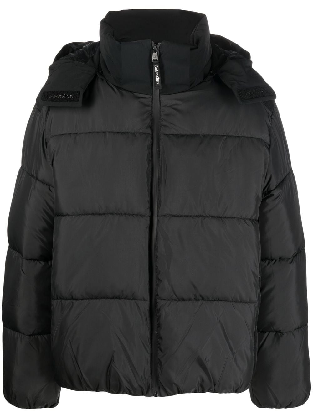 Calvin Klein panelled quilted hooded puffer jacket - Black von Calvin Klein