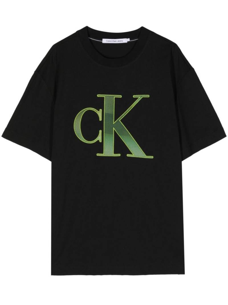 Calvin Klein perforated-logo cotton T-shirt - Black von Calvin Klein