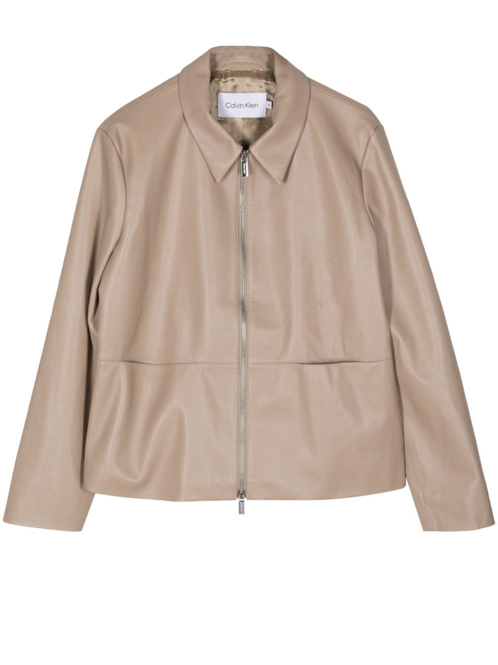 Calvin Klein regenerated-leather zip-up jacket - Neutrals von Calvin Klein