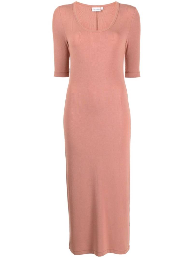 Calvin Klein ribbed-knit stretch-modal dress - Pink von Calvin Klein