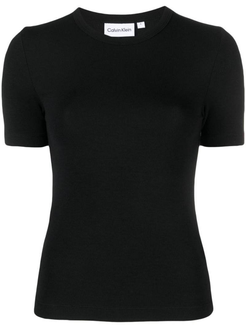 Calvin Klein ribbed round-neck T-shirt - Black von Calvin Klein