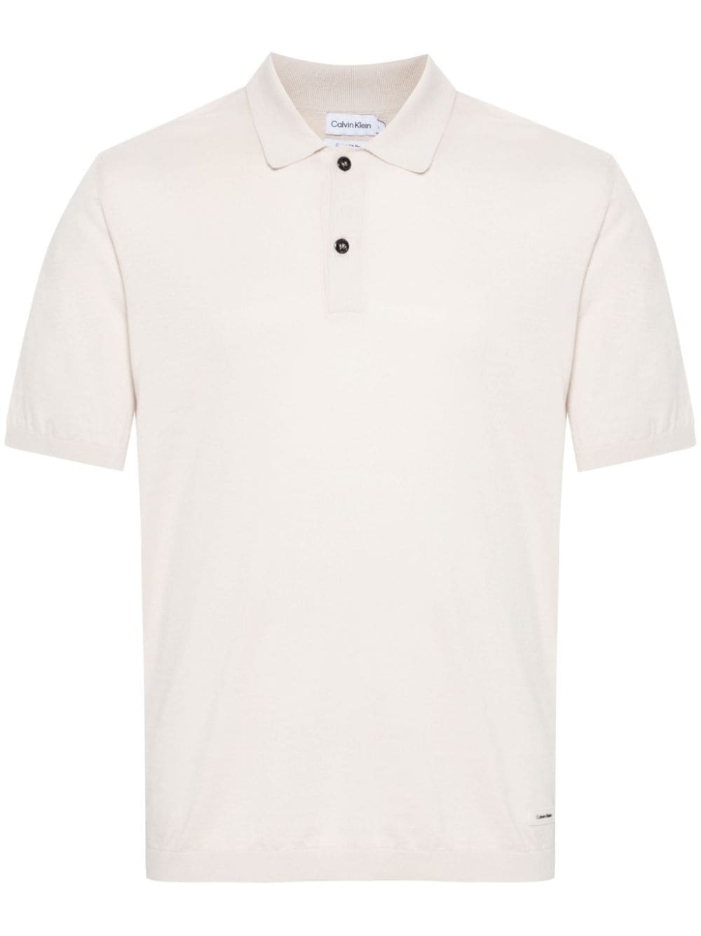 Calvin Klein rubberised-logo knitted polo shirt - Neutrals von Calvin Klein