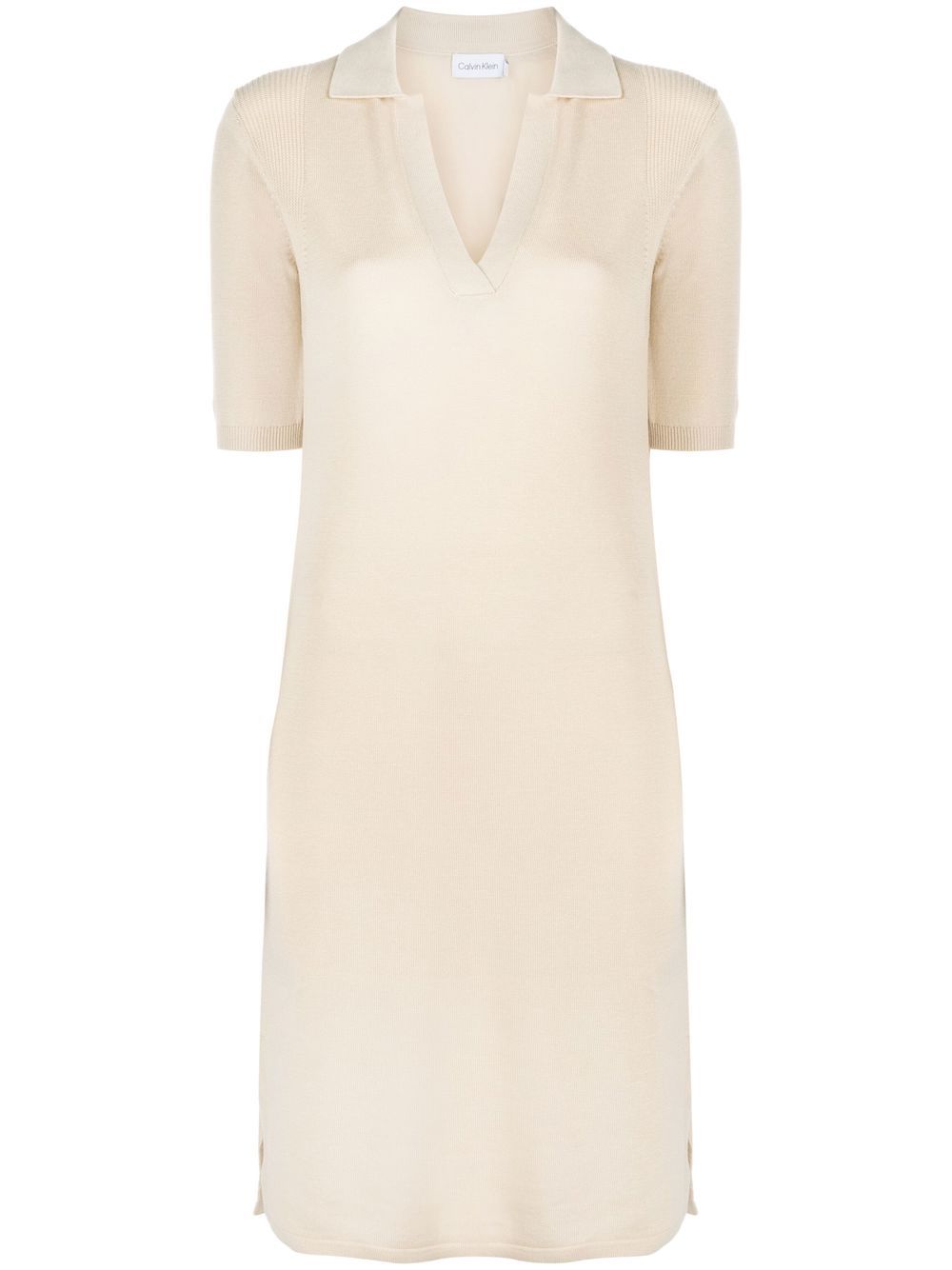 Calvin Klein short-sleeve knitted dress - Neutrals von Calvin Klein