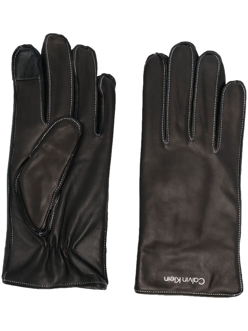 Calvin Klein stitched leather gloves - Black von Calvin Klein