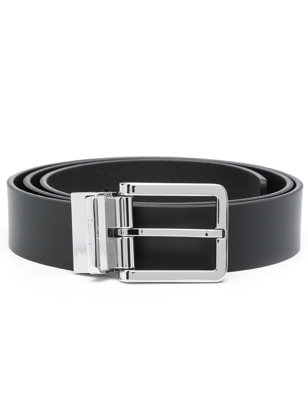 Calvin Klein two-buckle leather belt - Black von Calvin Klein
