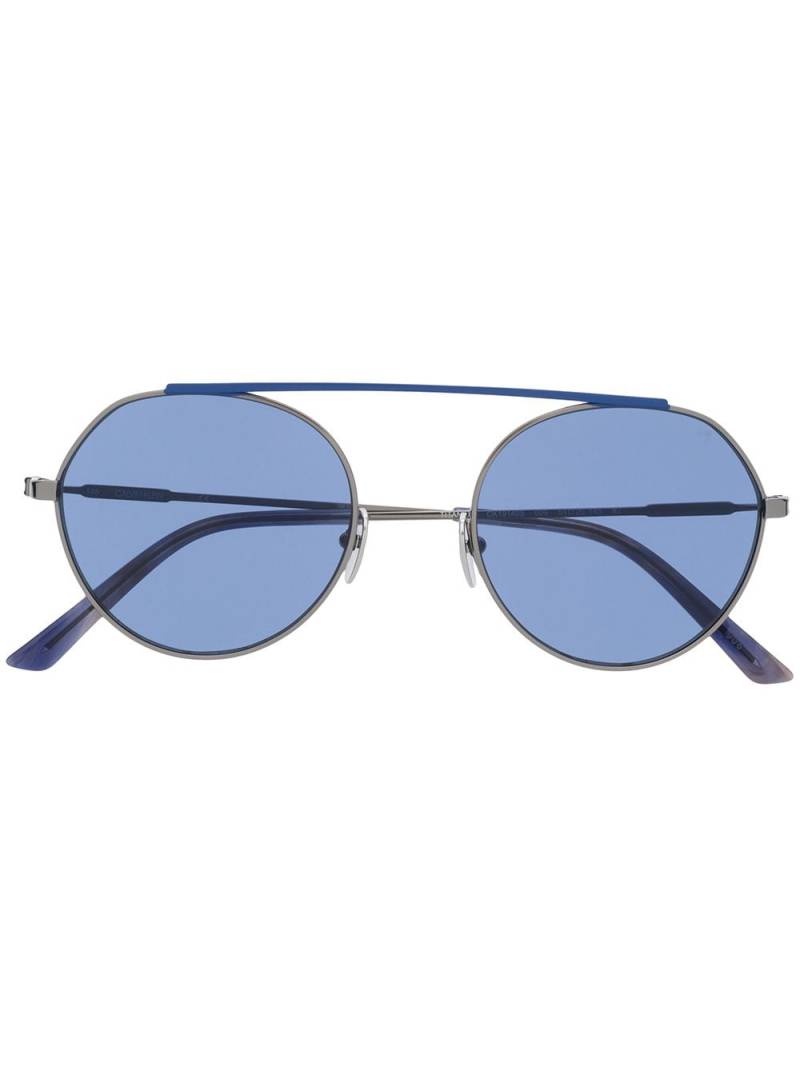 Calvin Klein two tone round frame sunglasses - Blue von Calvin Klein