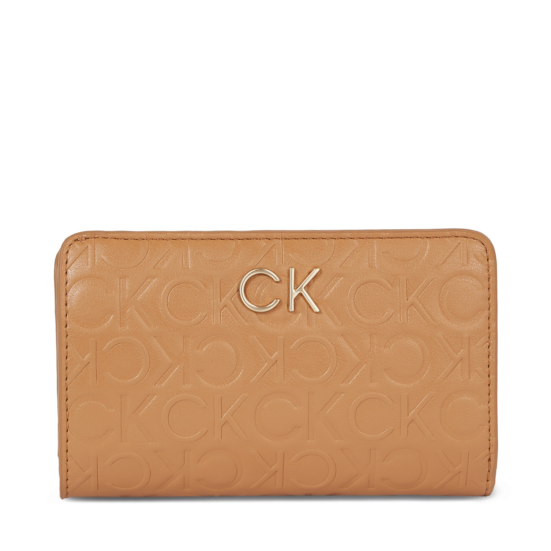 Damen Geldbörse Calvin Klein Re-Lock Bifold Fr Wallet Emb K60K611318 Brown Sugar GA5 von Calvin Klein