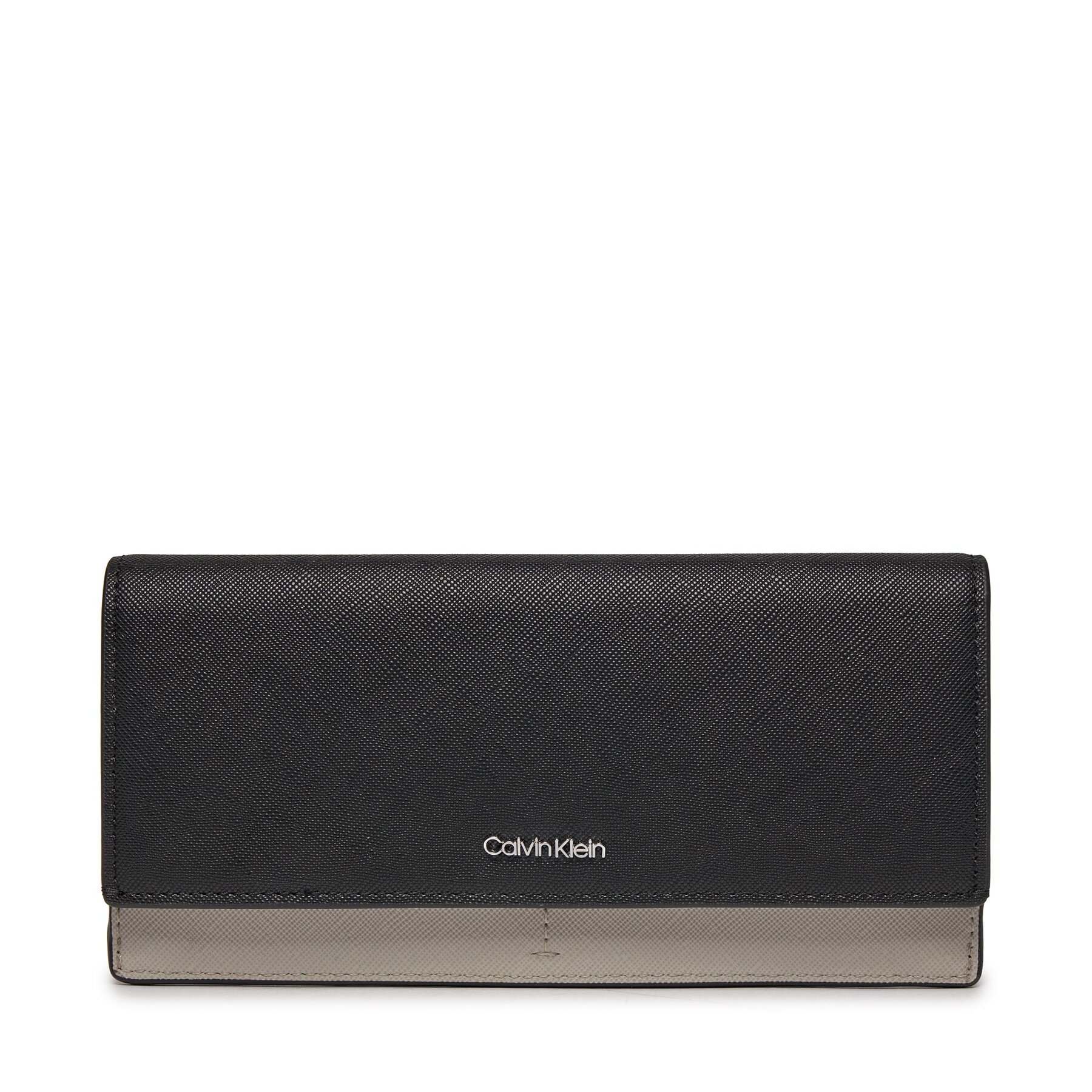 Große Damen Geldbörse Calvin Klein Business Large Trifold_Saffiano K60K611700 Ck Black/Sand Pebble BEH von Calvin Klein