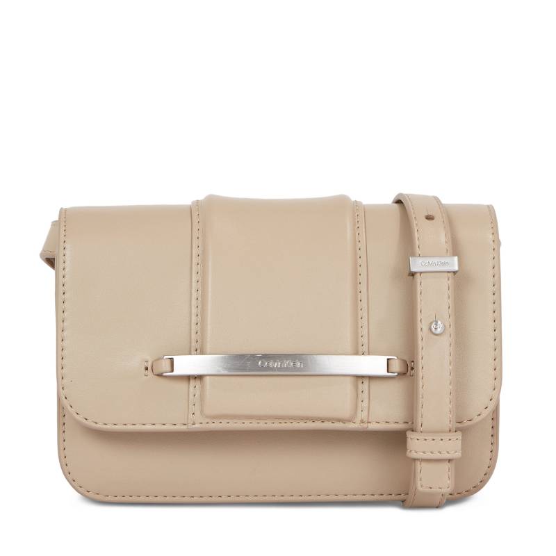 Handtasche Calvin Klein Bar Hardware Crossbody K60K611078 Beige von Calvin Klein