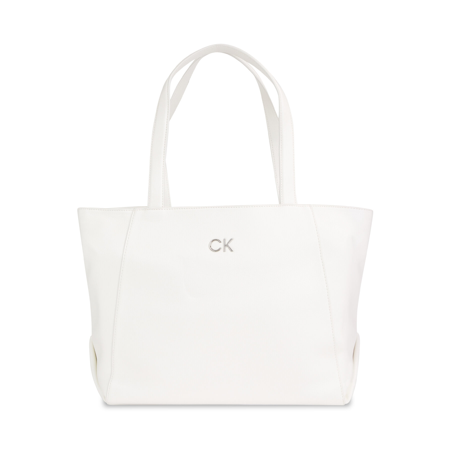 Handtasche Calvin Klein Ck Daily Shopper Medium Pebble K60K611766 Bright White YAF von Calvin Klein