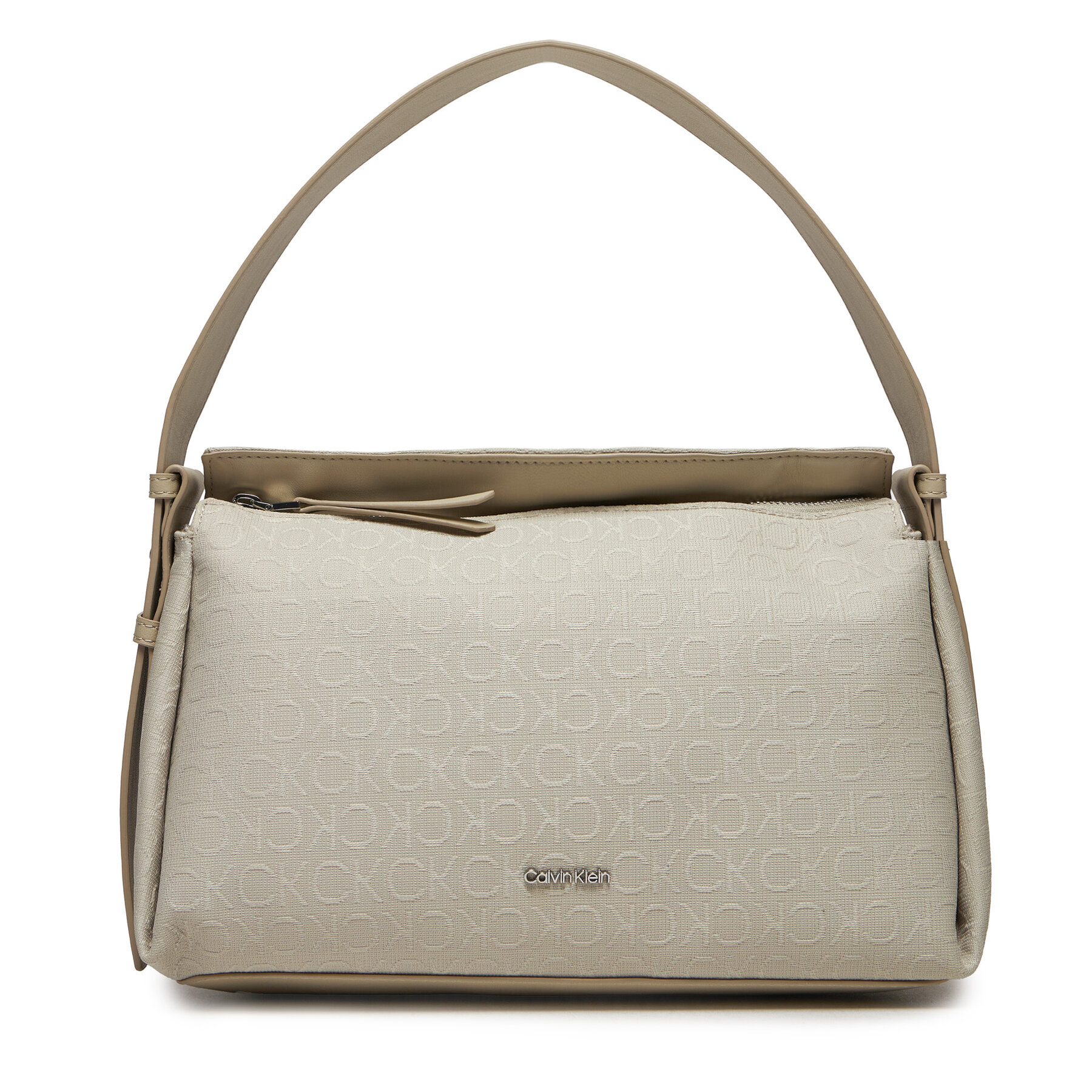 Handtasche Calvin Klein Gracie K60K611655 Stoney Beige Jacquard Mono PEA von Calvin Klein