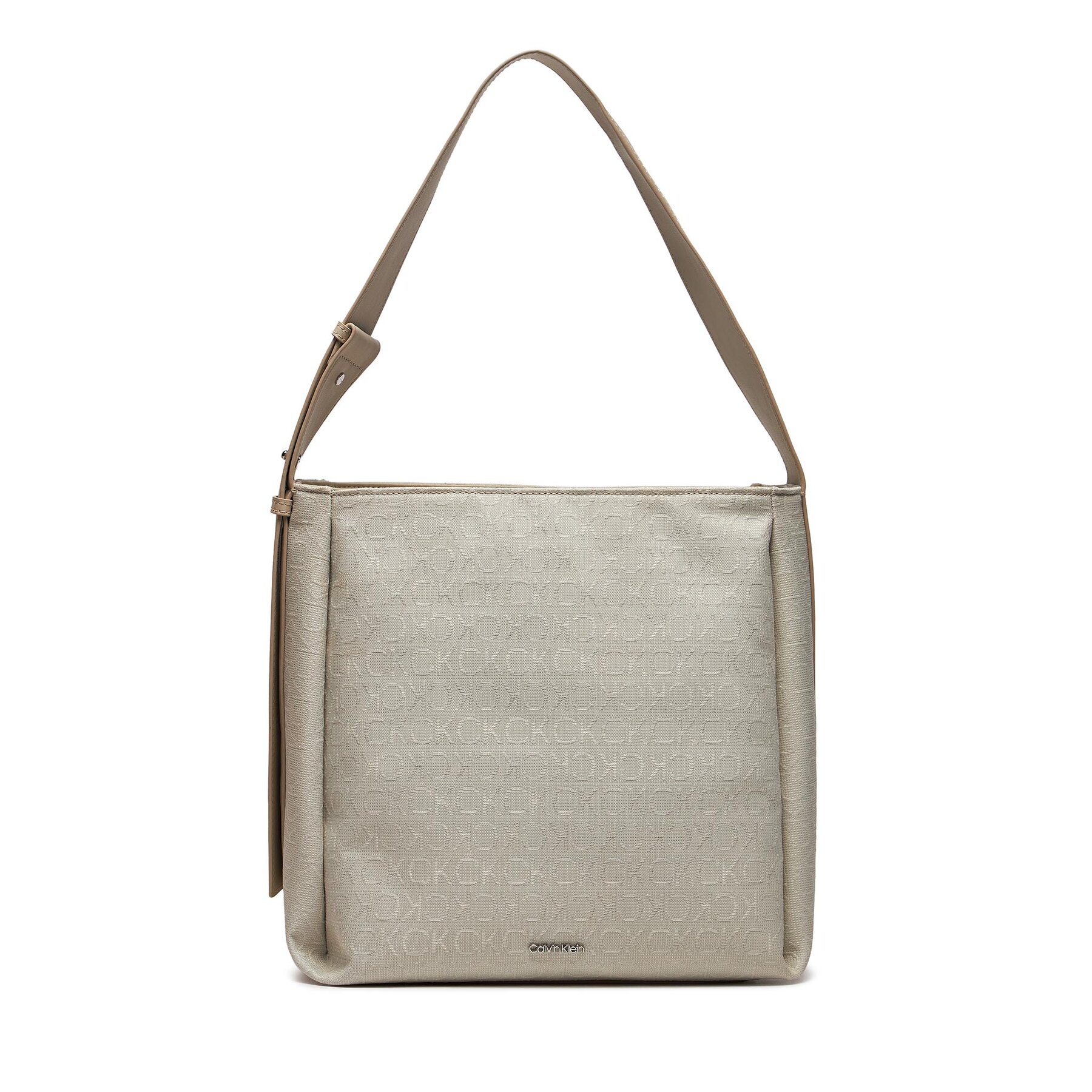 Handtasche Calvin Klein Gracie K60K611663 Stoney Beige Jacquard Mono PEA von Calvin Klein