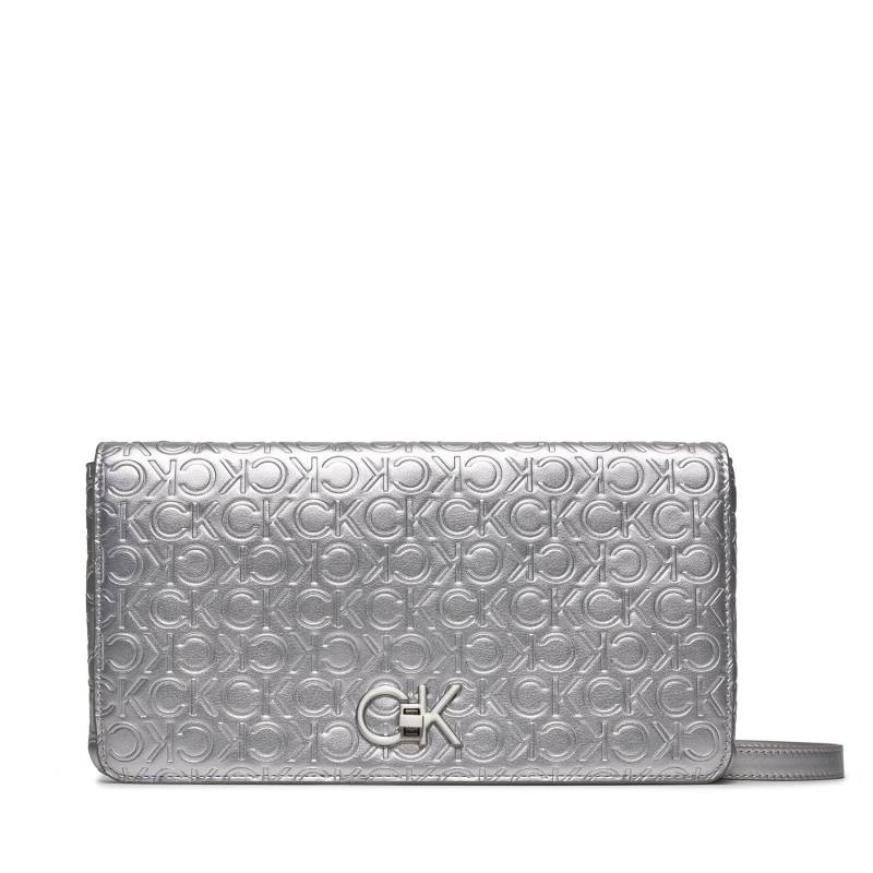 Handtasche Calvin Klein Re-Lock Double Gusette_Emb K60K611338 Silberfarben von Calvin Klein