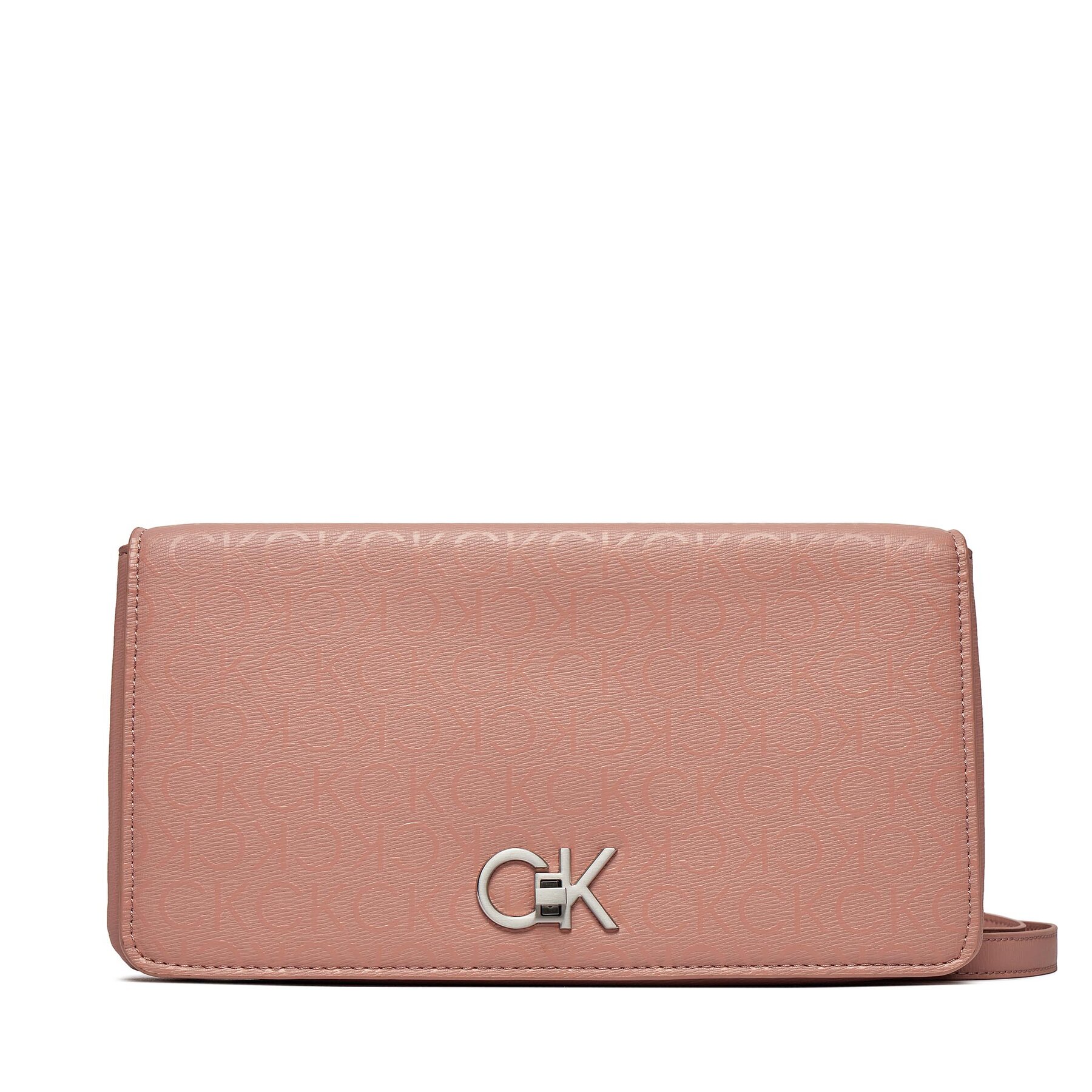 Handtasche Calvin Klein Re-Lock Double Gusette _Epi Mono K60K611347 Ash Rose Mono VB8 von Calvin Klein