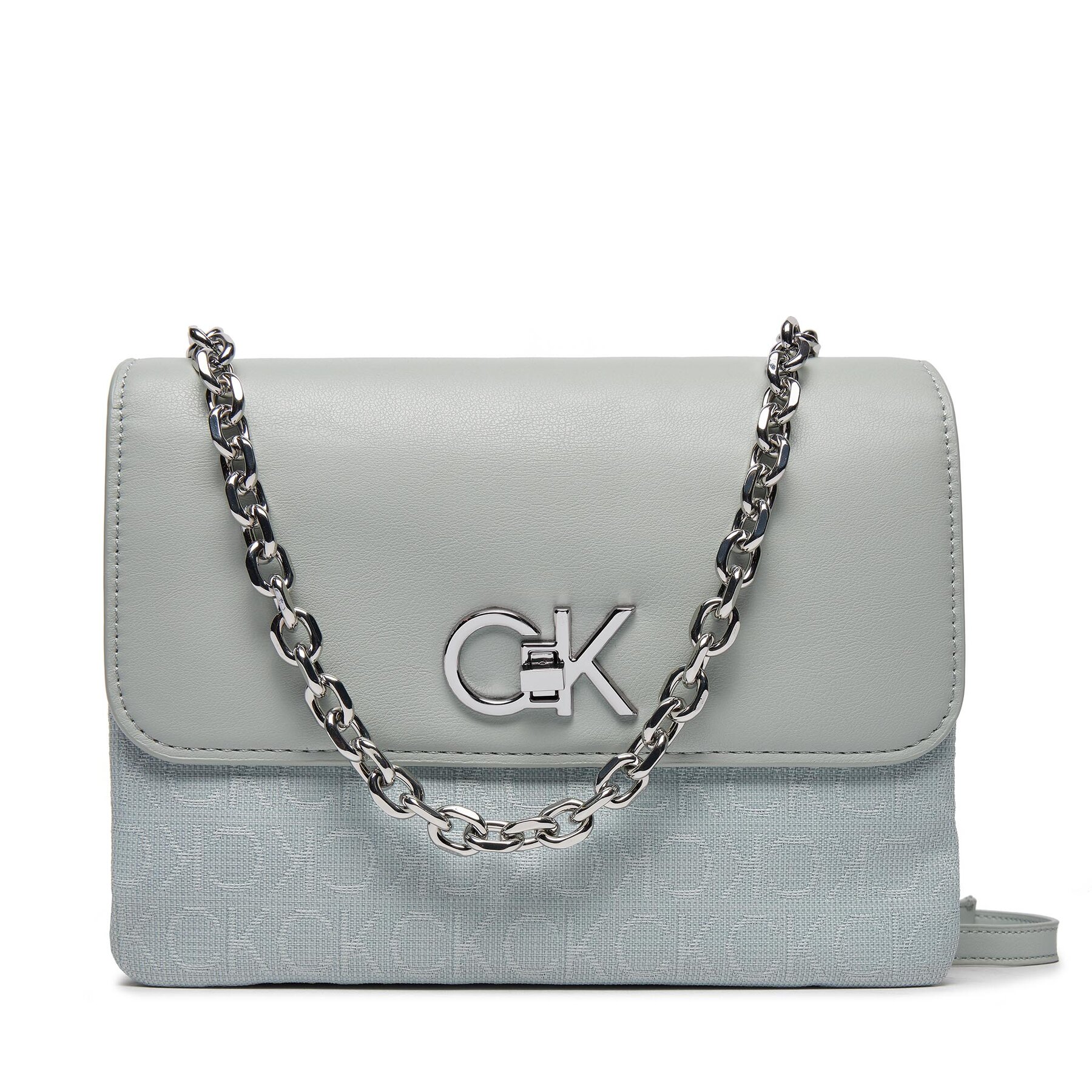 Handtasche Calvin Klein Re-Lock K60K611877 Pigeon Jacquard Mono PEB von Calvin Klein