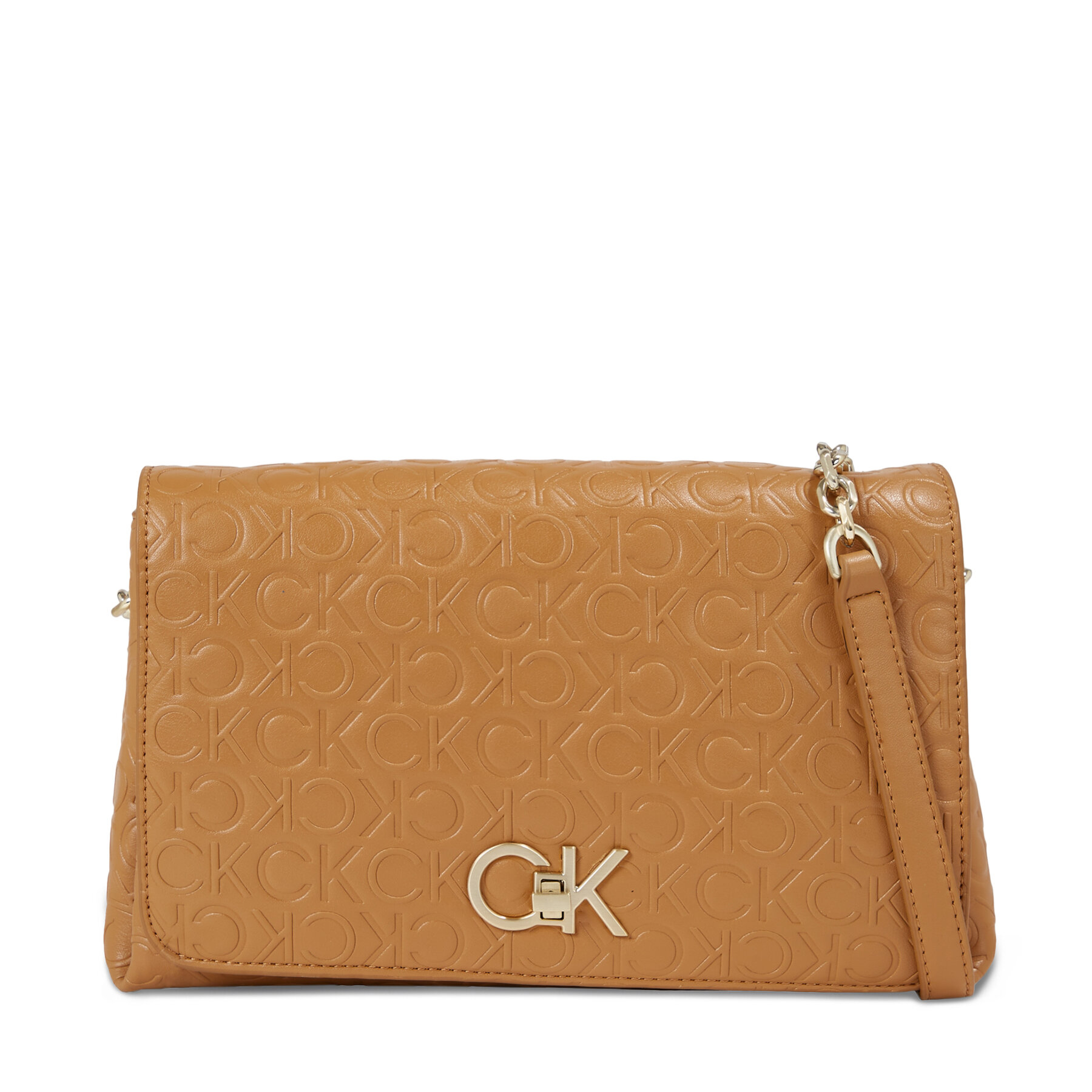Handtasche Calvin Klein Re-Lock Shoulder Bag Md - Emb K60K611061 Brown Sugar GA5 von Calvin Klein