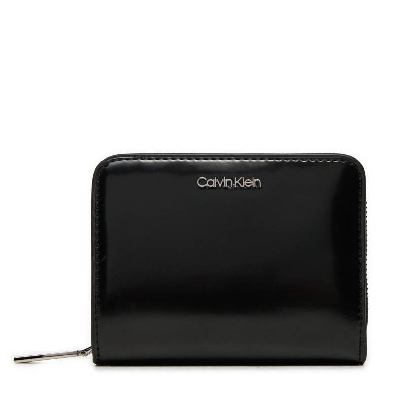 Kleine Damen Geldbörse Calvin Klein Ck Must Medium Zip Around_Shiny K60K612847 Schwarz von Calvin Klein