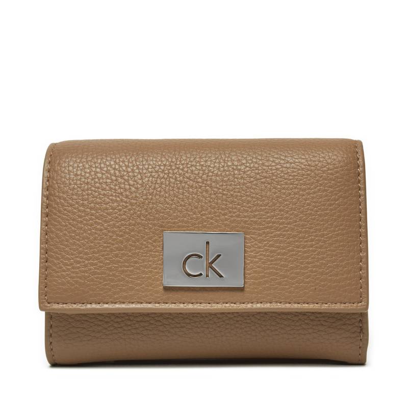 Kleine Damen Geldbörse Calvin Klein Ck Plaque Small Trifold W/Zip K60K612834 Grau von Calvin Klein