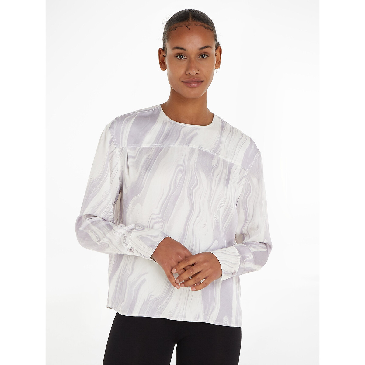 Langärmelige Bluse mit rundem Ausschnitt von Calvin Klein