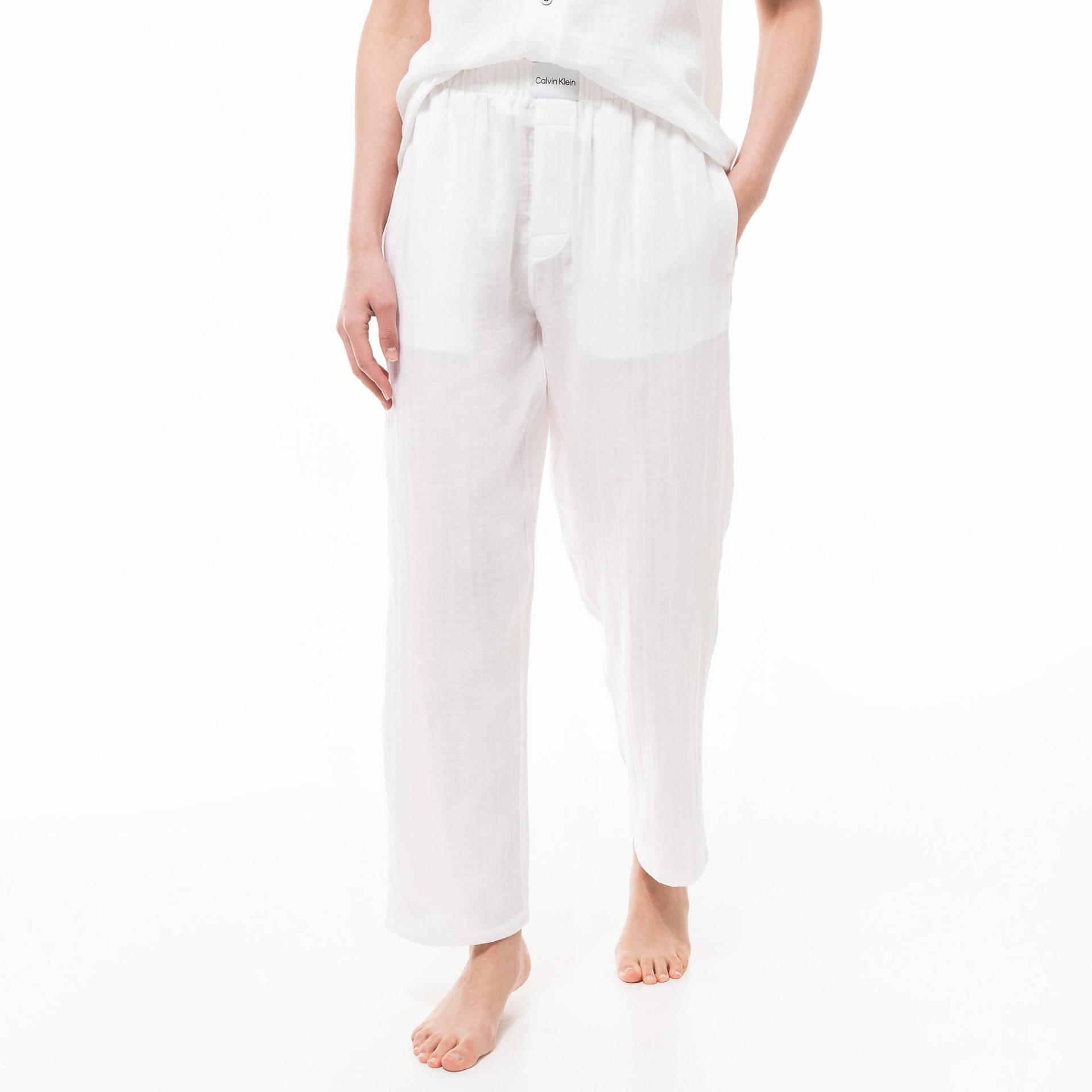Lange Pyjamahose Damen Weiss M von Calvin Klein