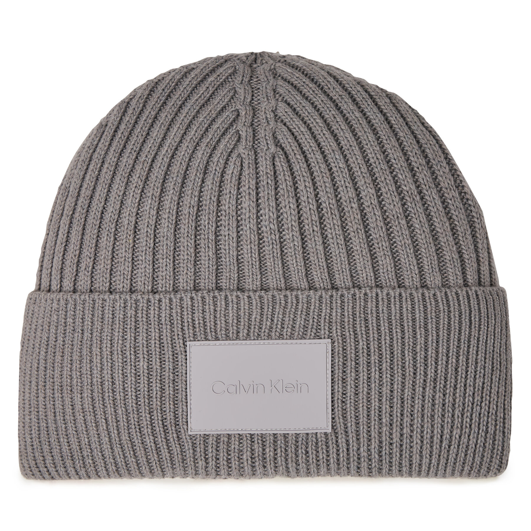 Mütze Calvin Klein Tonal Rubber Patch Beanie K50K511291 Silver Sconce P8N von Calvin Klein