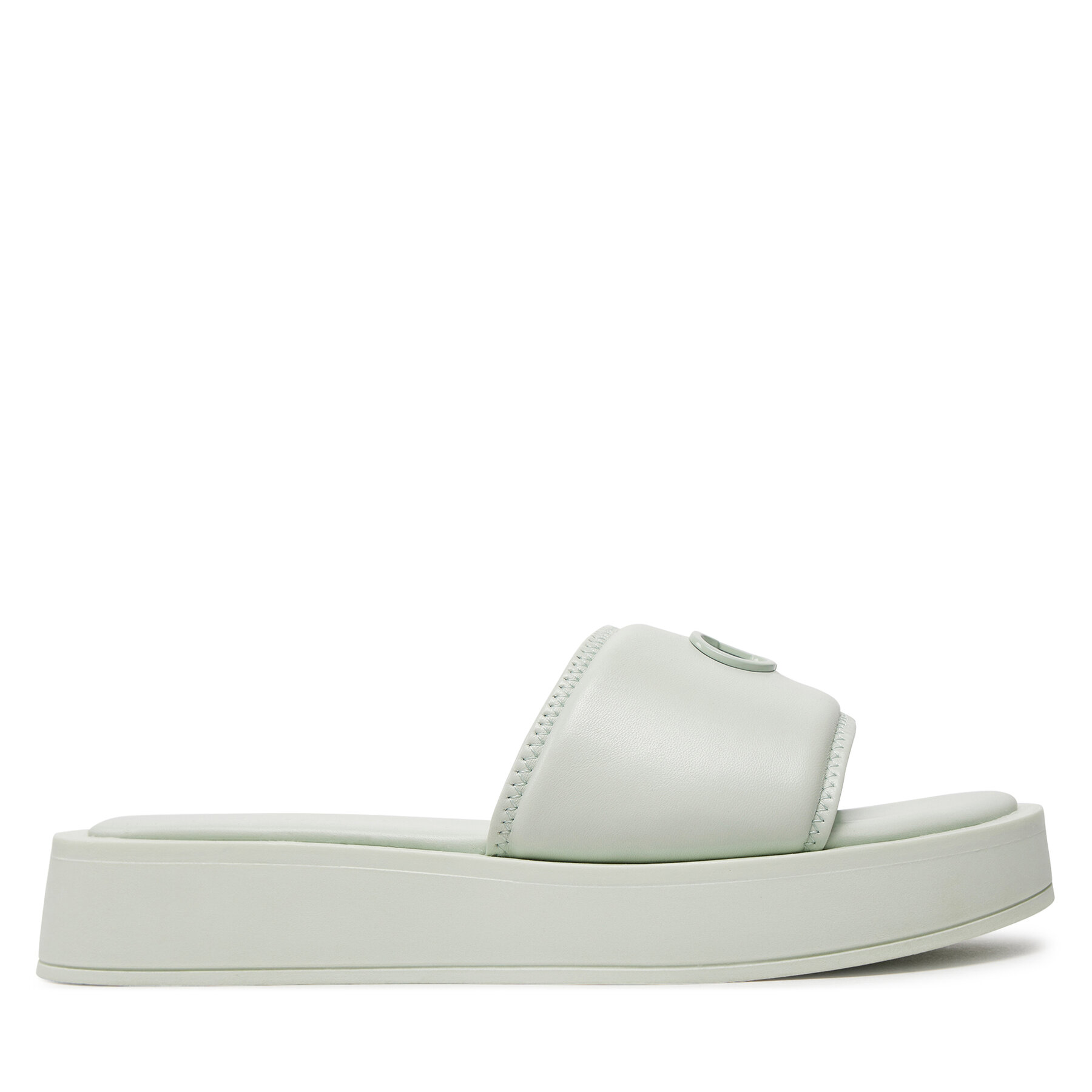 Pantoletten Calvin Klein Flatform Slide Relock Lth HW0HW02049 Milky Green LIA von Calvin Klein