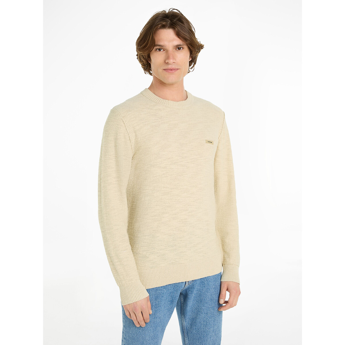 Pullover mit rundem Ausschnitt, Slub-Jersey von Calvin Klein