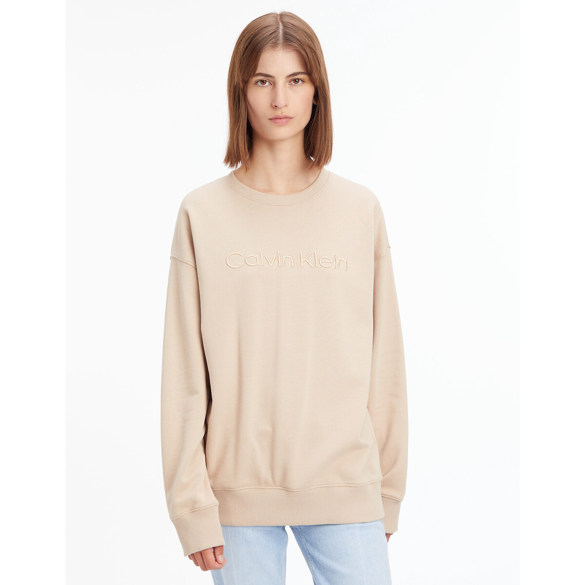 Rundhals-Sweatshirt mit Stickerei von Calvin Klein