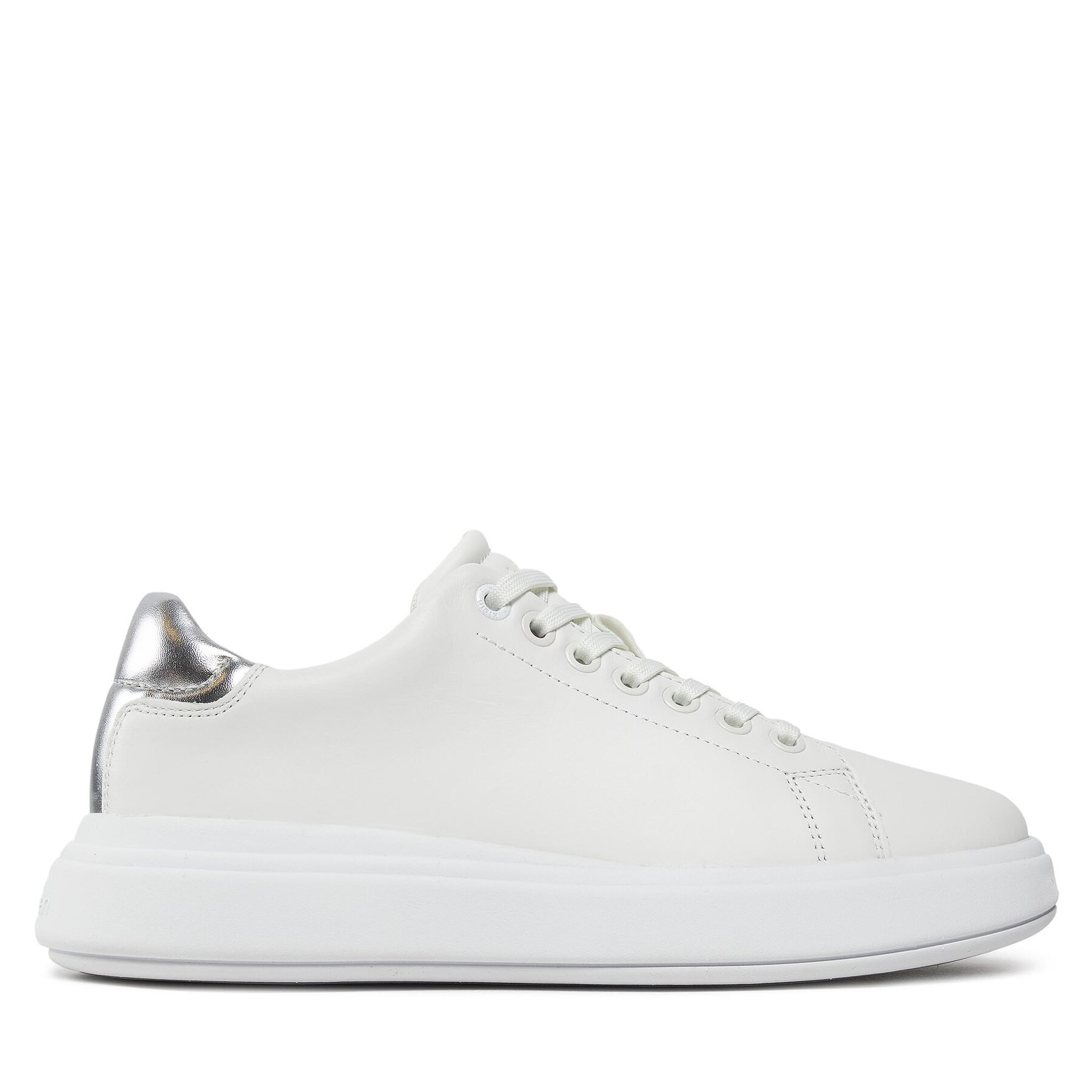 Sneakers Calvin Klein Raised Cupsole Lace Up Lth Bt HW0HW02005 White/Silver 0K6 von Calvin Klein