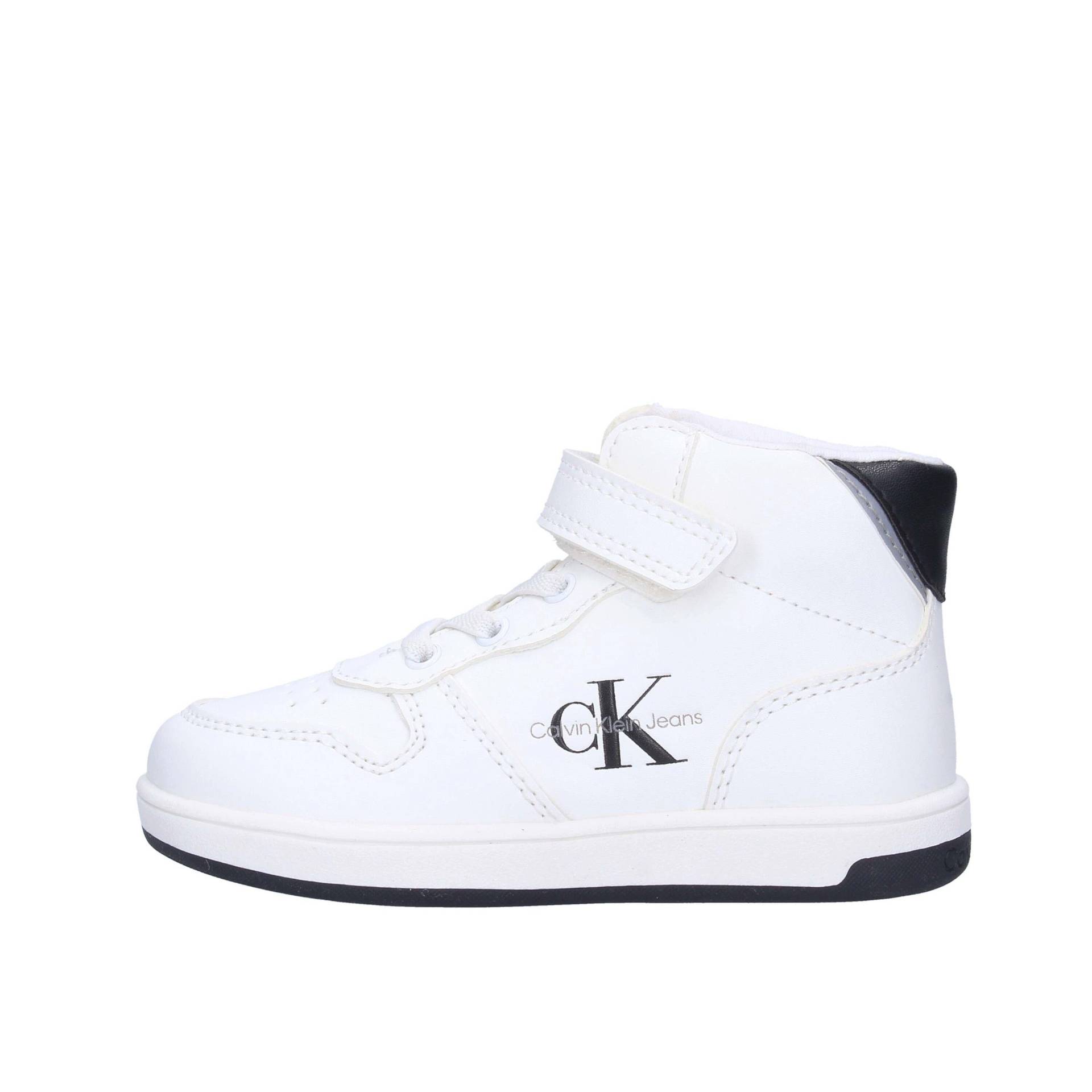 Hohe Sneakers Mit Schnürsenkeln/klettverschluss Für Kinder White/black Unisex  36 von Calvin Klein
