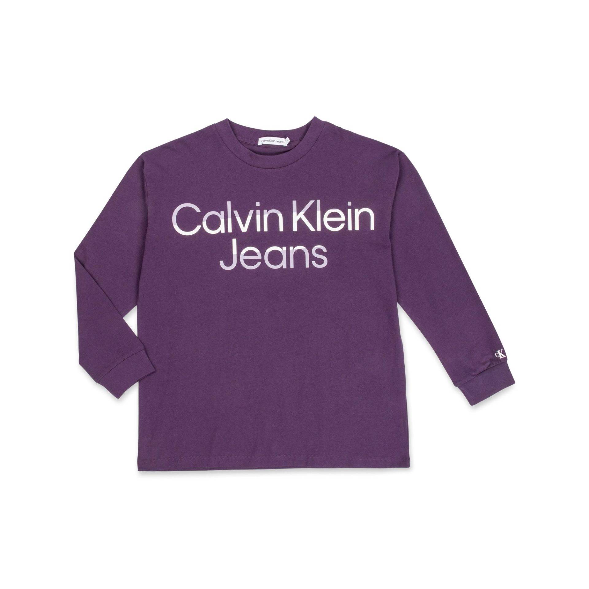 T-shirt, Rundhals, Langarm Jungen Violett 12A von Calvin Klein