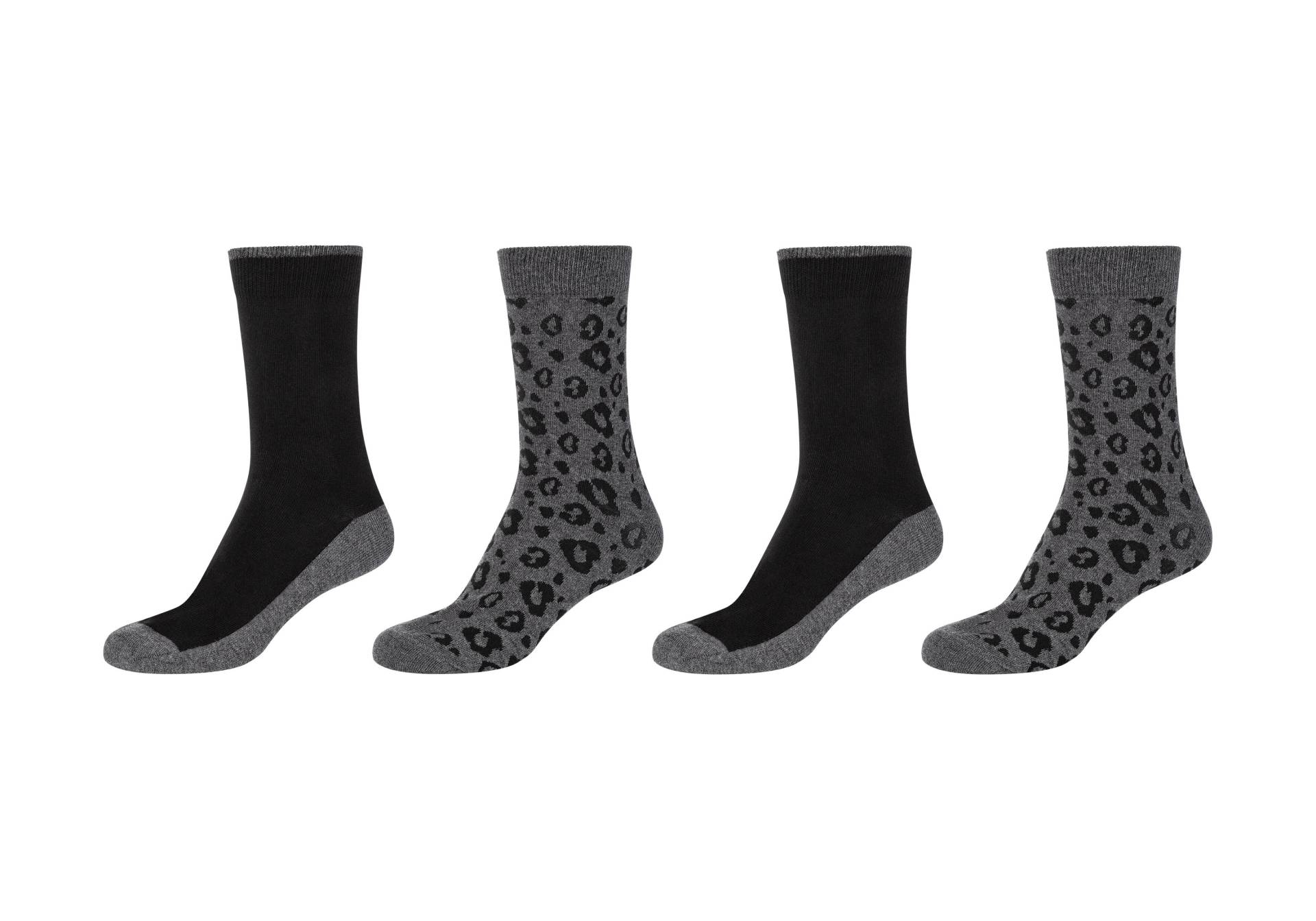 Camano Socken »ca-soft«, (4er Pack), Leopard Socks, Piqué-Bund, verstärkte Ferse und Spitze von Camano