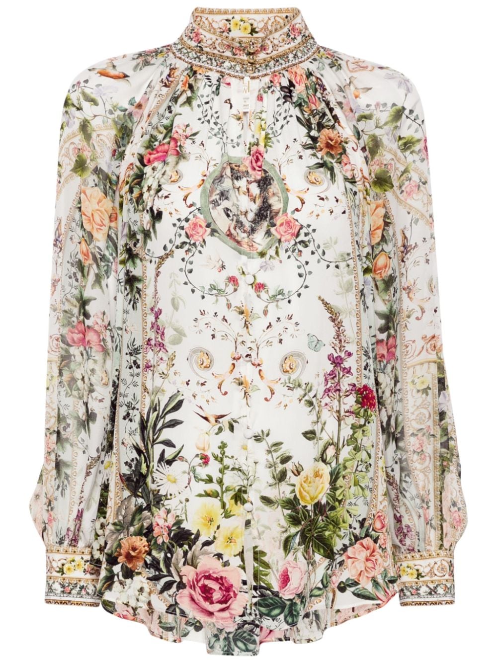 Camilla floral-print silk blouse - White von Camilla