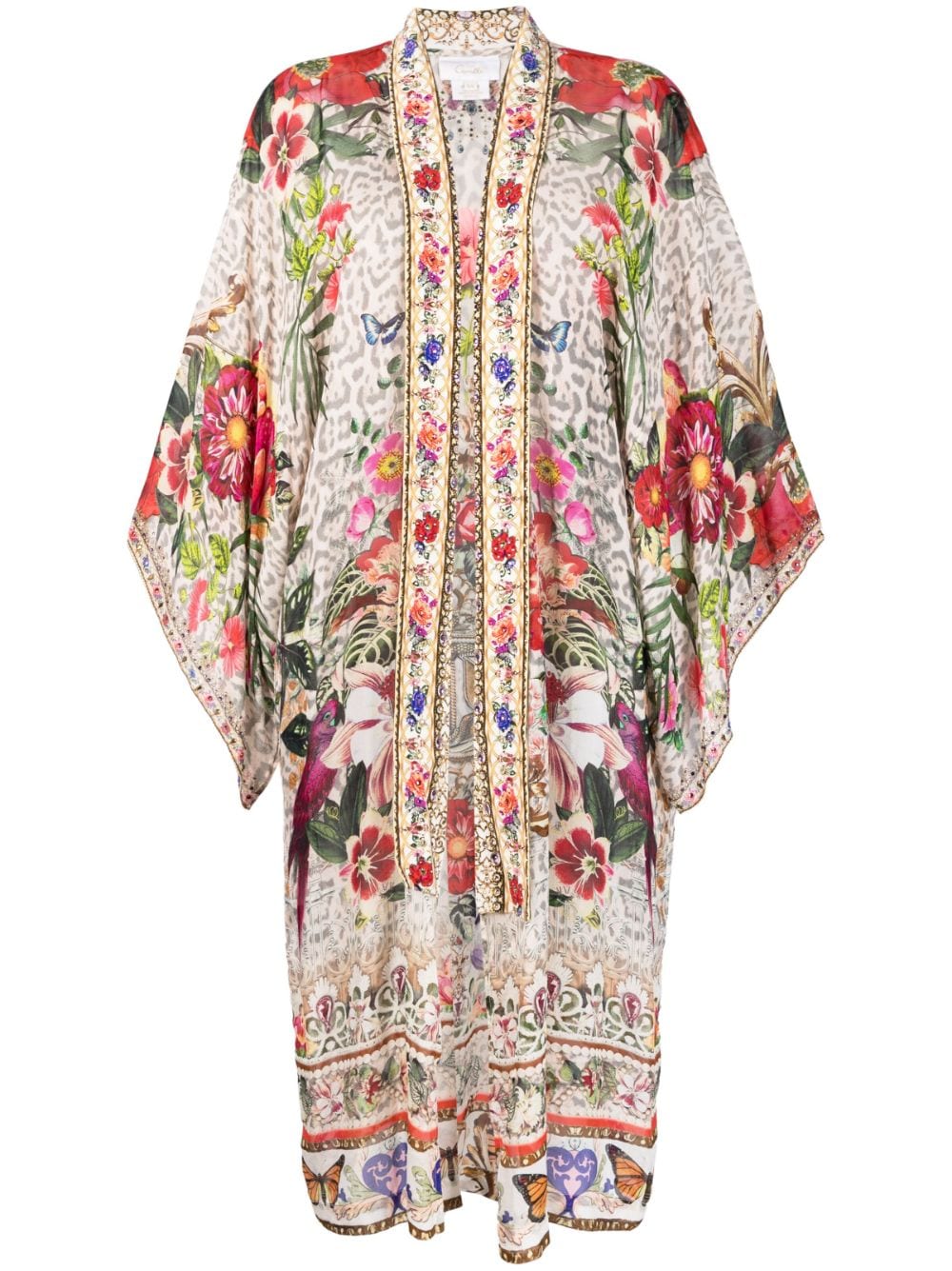 Camilla floral-print silk cape - Neutrals von Camilla