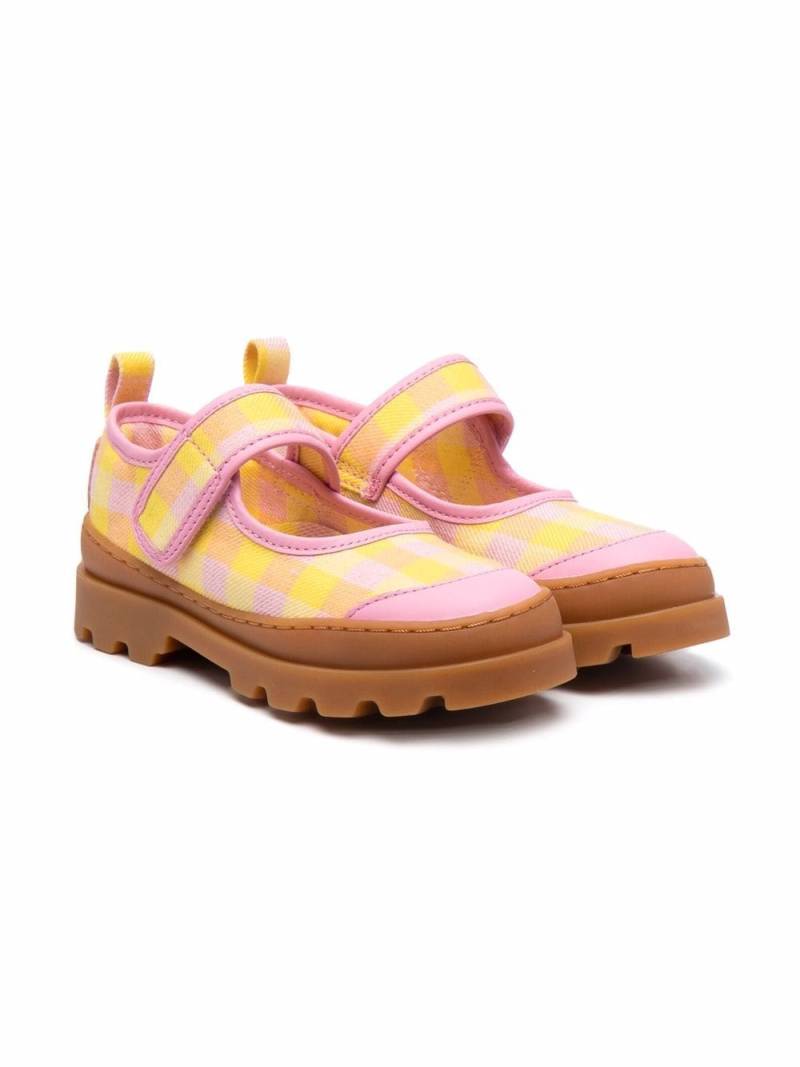 Camper Kids gingham-print ballerina shoes - Yellow von Camper Kids