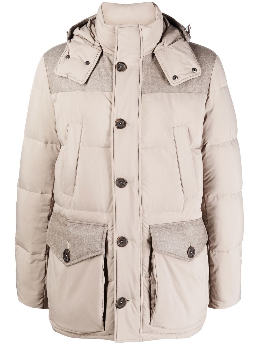 Canali contrasting-panel feather-down coat - Neutrals von Canali