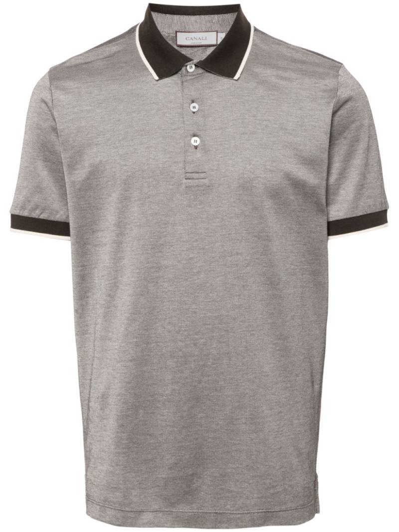 Canali contrasting-trim piqué polo shirt - Brown von Canali