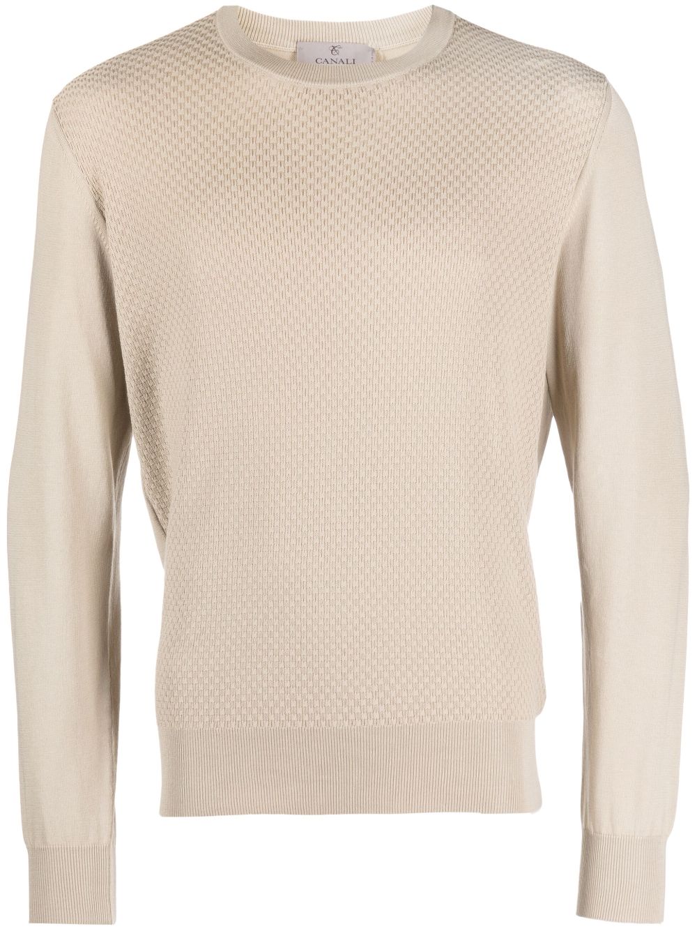 Canali crew-neck intarsia-knit jumper - Neutrals von Canali