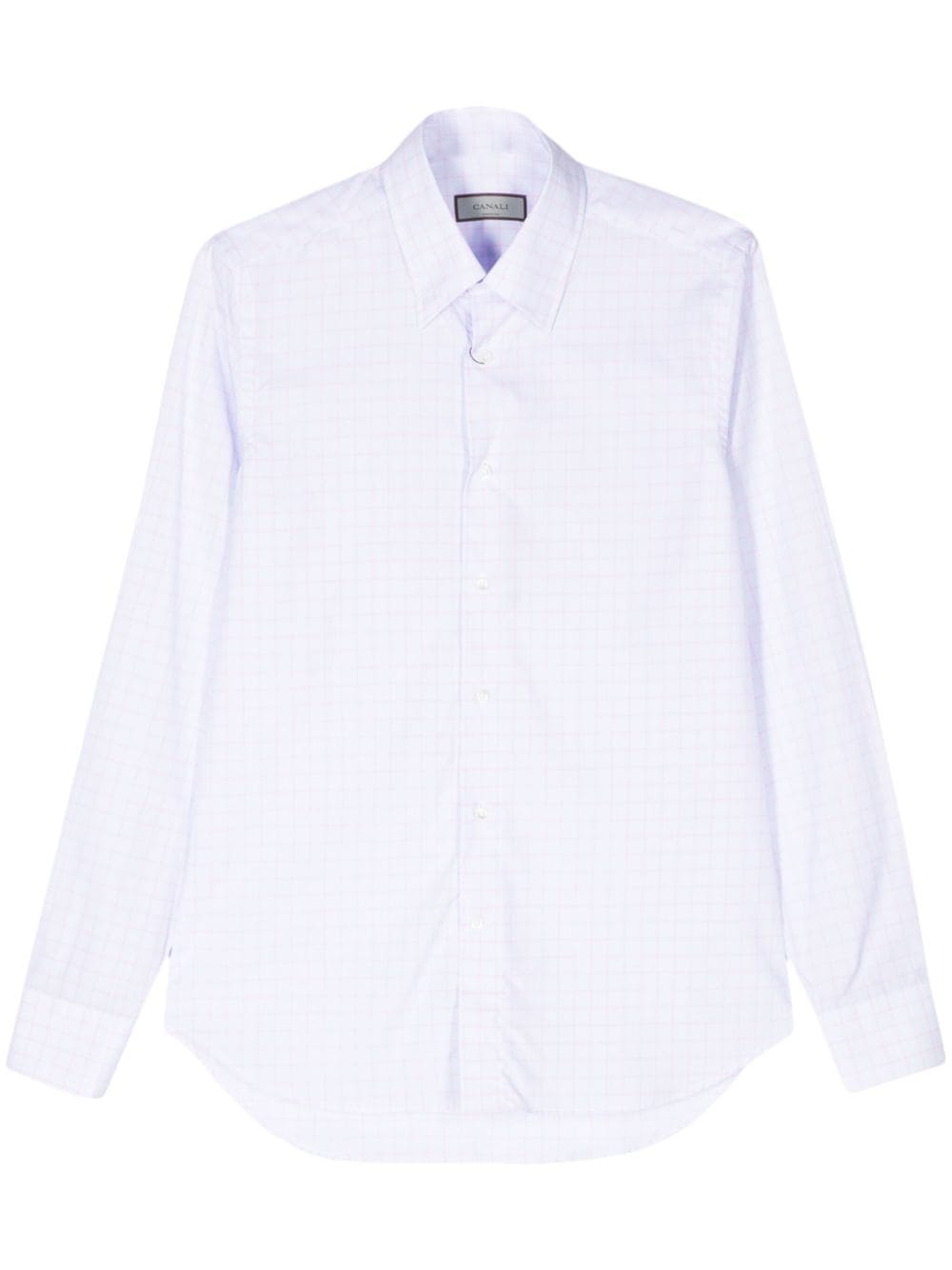 Canali grid-pattern cotton shirt - Blue von Canali