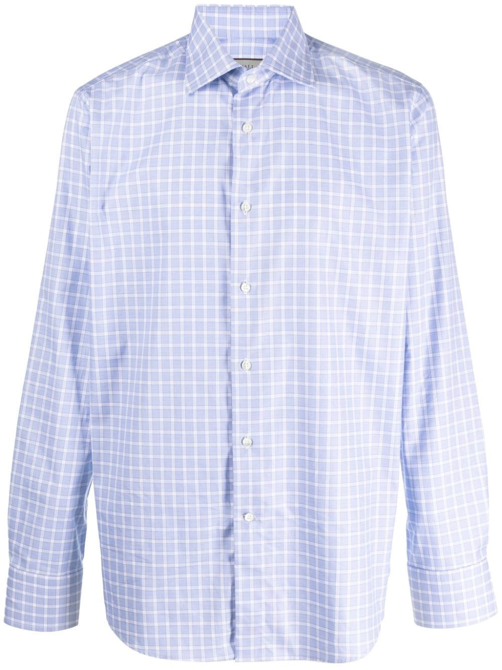 Canali grid-pattern cotton shirt - Blue von Canali