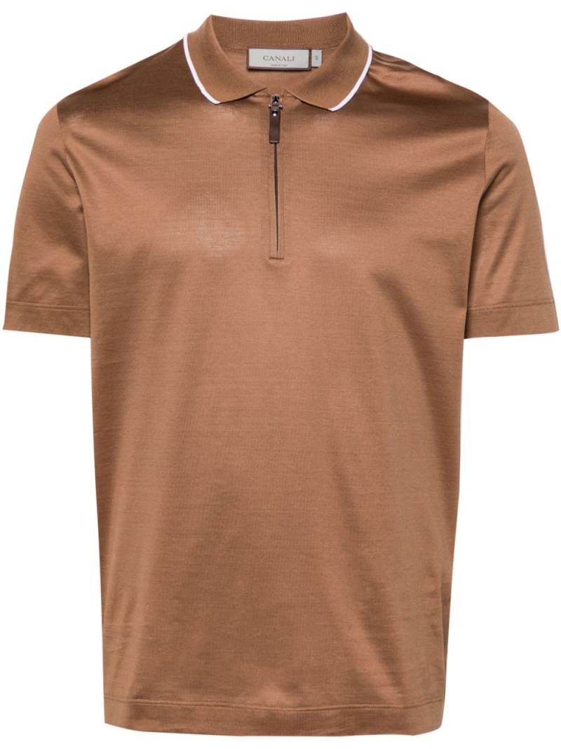 Canali half-zip jersey polo shirt - Brown von Canali