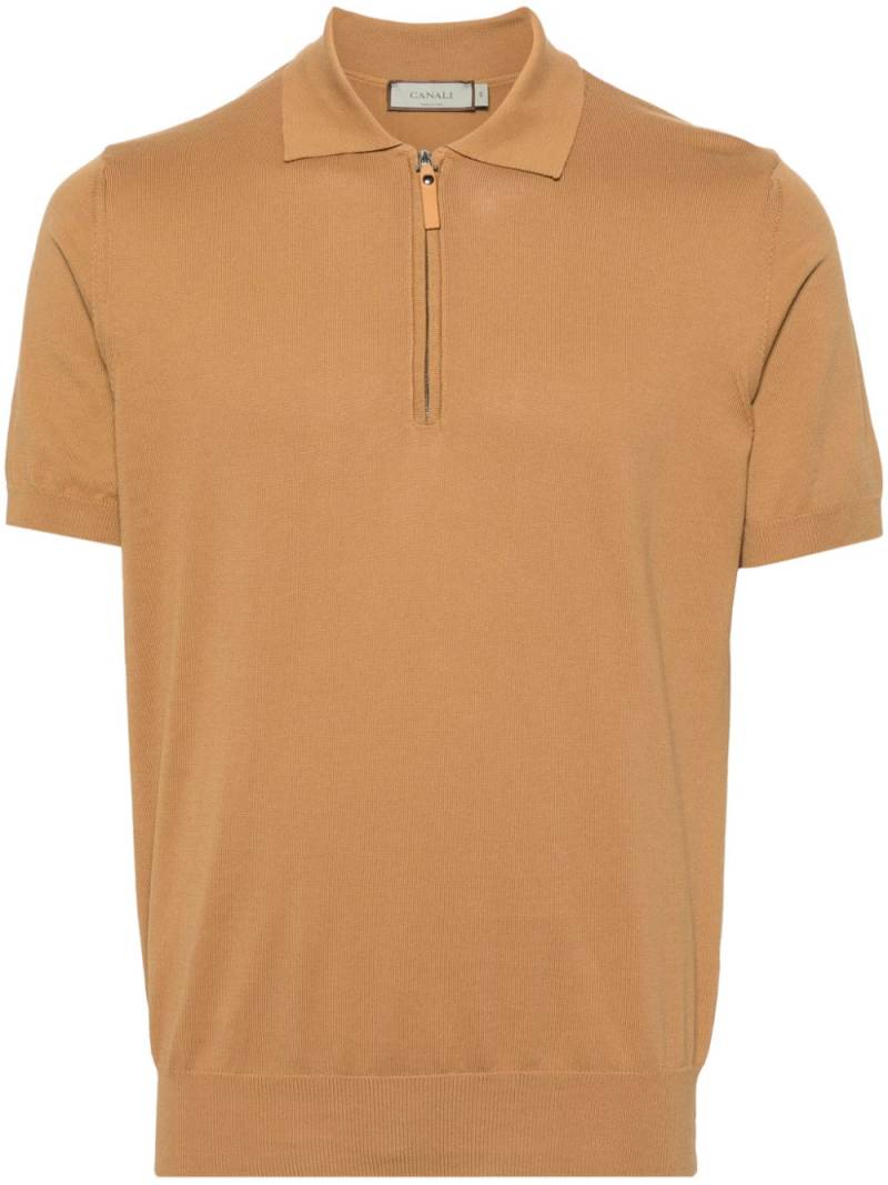 Canali knitted cotton polo shirt - Brown von Canali